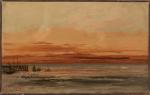 Soleil couchant à l'huile sur toile par Courbet provenant de...
