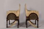 Paire de fauteuils gainés de parchemin par Bugatti vers 1902