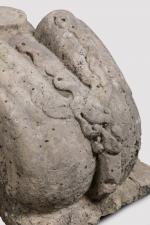 Rare paire de lions stylophores en marbre d'Italie du Nord...