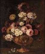 Bouquet de fleurs à l'huile sur toile attribué à Huilliot...
