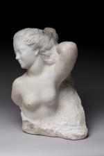 Buste de jeune fille en marbre blanc par Mouradoff au...