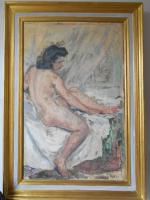Émile BAES (1979-1954)
Femme à la toilette. 
Toile, signée en bas...