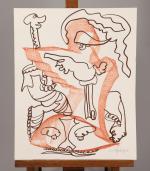 Charles LAPICQUE (Théizé, 1898 - Orsay, 1988)Figure.Crayon et sanguine sur...