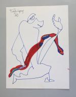 Charles LAPICQUE (Théizé, 1898 - Orsay, 1988)Figures, 1982.Trois dessins au...