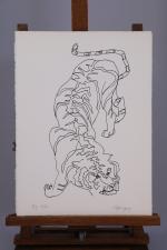 Charles LAPICQUE (Théizé, 1898 - Orsay, 1988)"Le tigre des Ming"...