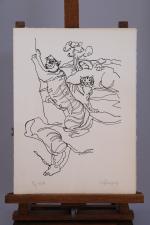 Charles LAPICQUE (Théizé, 1898 - Orsay, 1988)"Le tigre des Ming"...