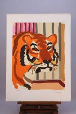 Charles LAPICQUE (Théizé, 1898 - Orsay, 1988)Lion, "Tombeau Étrusque", 1970,...