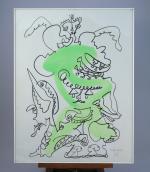 Charles LAPICQUE (Théizé, 1898 - Orsay, 1988)Composition, 1973.Crayon et gouache...