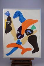Charles LAPICQUE (Théizé, 1898 - Orsay, 1988)Composition, 1975.Acrylique sur papier....
