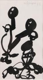 Charles LAPICQUE (Théizé, 1898 - Orsay, 1988)Composition, 1952.Encre sur papier....
