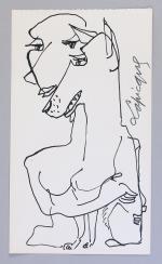 Charles LAPICQUE (Théizé, 1898 - Orsay, 1988)L'homme au chien, 1952.Encre...
