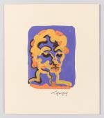 Charles LAPICQUE (Théizé, 1898 - Orsay, 1988)Tête d'homme.Huile sur carton....