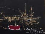 Georges MATHIEU (Boulogne-sur-Mer, 1921- Paris, 2012)Composition abstraite.Gouache or et collage...