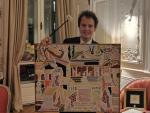Le commissaire-priseur Aymeric Rouillac présente la toile « Villa vicentine », de 1954. Cette oeuvre de Charles Lapicque seravendue aux enchères à Tours (Indre-et-Loire) le dimanche 17 novembre.