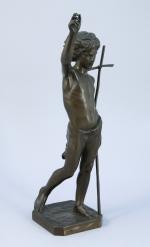 Paul DUBOIS (1829-1905)Saint Jean-Baptiste.Épreuve en bronze à patine brun clair....