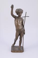 Paul DUBOIS (1829-1905)Saint Jean-Baptiste.Épreuve en bronze à patine brun clair....