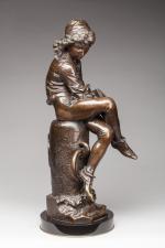 Giulio MONTEVERDE (istagno, 1837 - Rome, 1917)"Le jeune Christophe Colomb".Bronze...