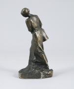Aimé-Jules DALOU (1838-1902)La laitièreBronze, patine brune. Fonte à la cire...