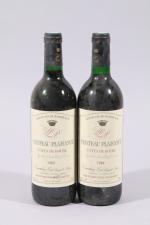 COTES DE BOURG, Château Plaisance, 1989, 2 bouteilles, N /...