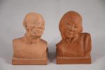 Gaston HAUCHECORNE (1880-1945)
Buste de vieil asiatique et buste de jeune...