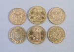 EUROPE. 6 pièces en or :- PAYS-BAS, 2 x 10...
