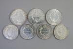 FRANCE 7 monnaies3 x 50F. 1974, 1977, 1979.4 x 10...