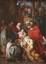 d'après Pierre Paul RUBENS  (1577-1640) "L'adoration des mages".Huile sur...