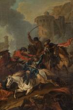 Attribué à Georg Philipp RUGENDAS (1666 - 1742)Choc de cavalerieToileHaut....