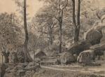 Jean Ferdinand CHAIGNEAU (1830-1906)L'orée du bois (Fontainebleau, Barbizon ?)Fusain sur...