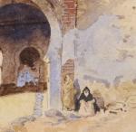 Xavier Timoteo MARTINEZ (1869-1943).
Fès entrée, scène de rue animée.

Paire d'aquarelles...