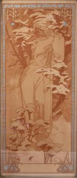 Alphonse MUCHA  (1860-1939)"L'Hiver". Version de 1903 ?Lithographie signée dans...