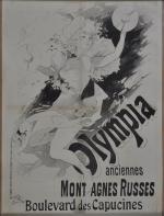 Jules CHÉRET (1836-1932)
Olympia, anciennes Montagnes Russes, 1892.

Affiche imprimée en noir...