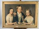 École FINLANDAISE du XIXe siècle Triple portrait des enfants WiikToile...