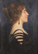 École FINLANDAISE vers 1900 
Portrait de femme, 1900

Toile titrée "portrait...