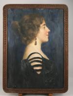 École FINLANDAISE vers 1900 
Portrait de femme, 1900

Toile titrée "portrait...