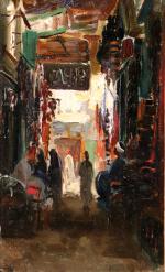 Adolfo SCARSELLI (Florence, 1866 - 1945)
"Cairo" et le souk.

Paire d'huiles...