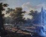 Frans SWAGERS (1756-1836)Paysage aux vaches s'abreuvant.Paire de toiles. Une signée...