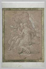 Fig. 19 D’après Nicolo dell’Abate, Loth enivré par ses filles, XVIe siècle, plume et encre brune et rehaut de blanc, Haut. 25, Larg. 18,9 cm., Paris, Musée du Louvre, INV 6797.