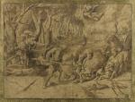 Fig. 23 Giolio Romano (d’après), Chasse du sanglier de Calydon, Première moitié du XVIe siècle, plume et encre brune, Haut. 26,2, Larg. 35,3 cm., Paris, Musée du Louvre, INV 3667