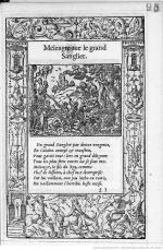 Fig. 27 Bernard Salomon, Chasse au sanglier de Calydon, gravure sur bois, in Ovide, Les Métamorphoses, Lyon, 1557, p. 95.