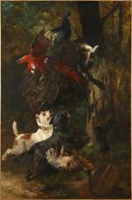 John-Lewis BROWN (Bordeaux, 1829 - Paris, 1890)
Le perroquet affolé

Toile signée...
