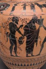 AMPHORE à COL à FIGURES NOIRES, avec ATHENA et DYONISOS

peinte...