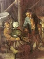 Suiveur d'Adrian VAN OSTADE (1610-1685). Scène de fête devant une...
