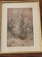 Jean-Alexis ACHARD (1807-1884).Paysages à l'arbre.Deux encres et lavis avec en...