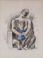 Marcel GROMAIRE (Français, 1892-1971)Maternité, 1925.Crayon, encre et aquarelle, signée et...