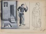 Jaime Antonio COLSON (Dominicains,1901-1975)Conversation à l'escalier, étude, 1932.Encre, crayon et...