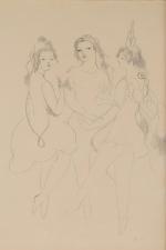 Marie LAURENCIN (Française, 1883-1956)Les trois Grâces.Crayon monogrammé en bas à...