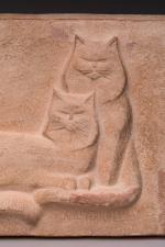 Joël MARTEL (Français, 1896-1966)Deux chatsBas-relief en terre cuite signé en...