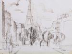 André LHOTE (Français, 1885-1962)La tour Eiffel, circa 1950.Encre, signée en...