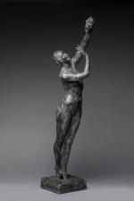 DELCOUR-GUIGNARD M. XXe Bacchante ou Danseuses à la grappe.Sculpture en...